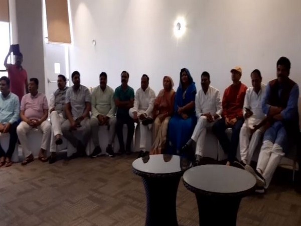 Rebel Congress MLAs during a press brief in Bengaluru