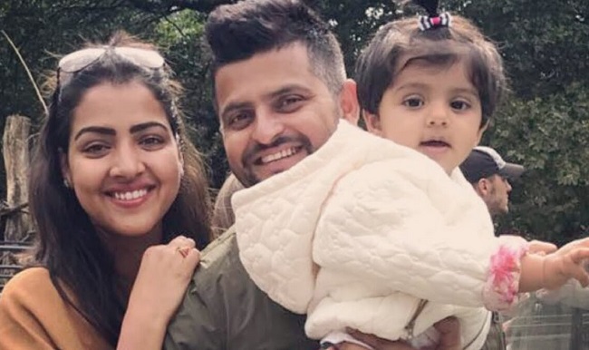 Suresh Raina and his wife Priyanka Raina and daughter Gracia Raina