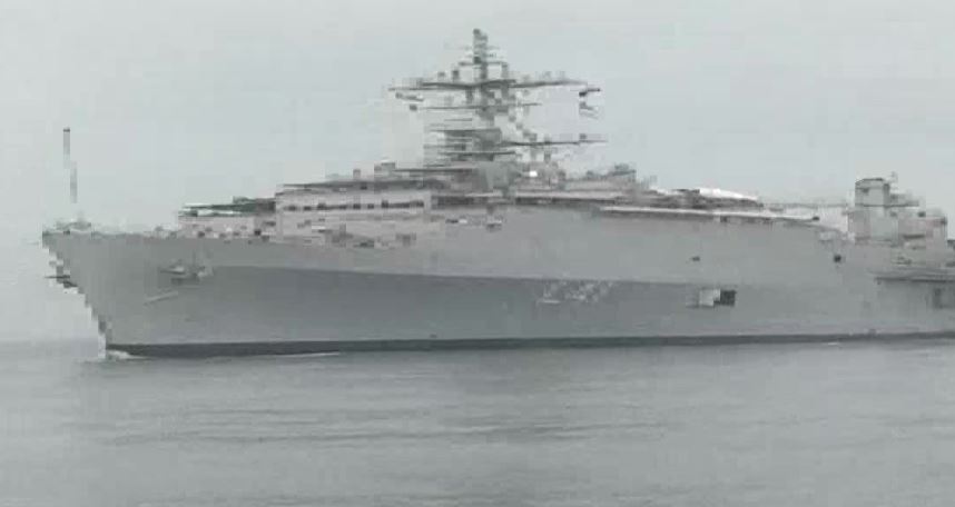 INS Jalashwa arrived at Kochi Harbour bringing back 698 Indian nationals from Male, Maldives on Sunday