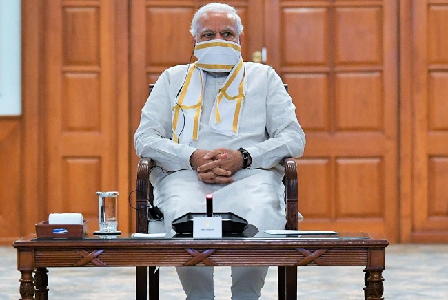 Prime Minister Narendra Modi reviewing on Cyclone Amphan