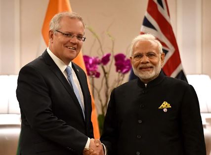 Prime Minister Narendra Modi with Australian Prime Minister Scott Morrison