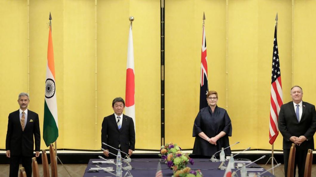 Indian Foreign Minister Subrahmanyam Jaishankar, Japan's Foreign Minister Toshimitsu Motegi, Australia's Foreign Minister Marise Payne and U.S. Secretary of State Mike Pompeo