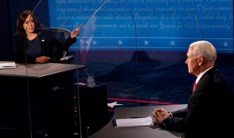 US Vice President candidates Kamala Harris and Mike Pence debating on the various policy decisions taken by President Donald Trump.