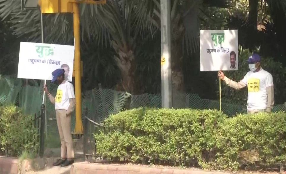 Visual from a traffic signal in Delhi on Wednesday.