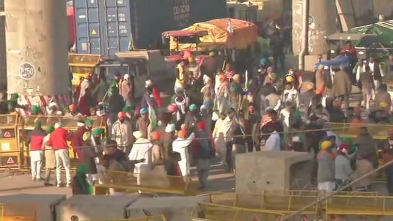 Farmers gathered at Singhu