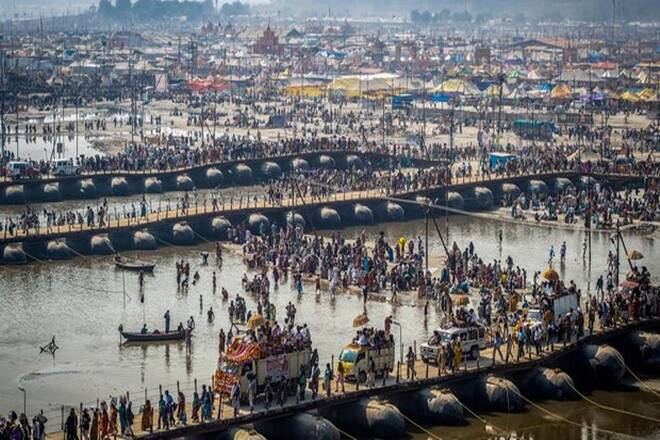 Visual from Triveni Sangam in Prayagraj