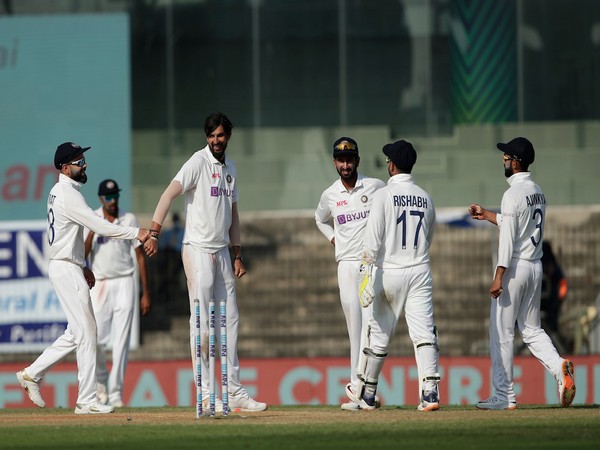 Indian players celebrating after taking a wicket. (Photo/ BCCI Twitter)