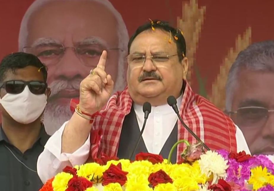 JP Nadda speaking at an event on Saturday in Malda