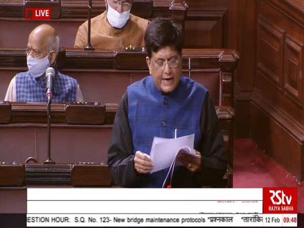 Union Railways Minister Piyush Goyal speaking in Rajya Sabha on Friday.