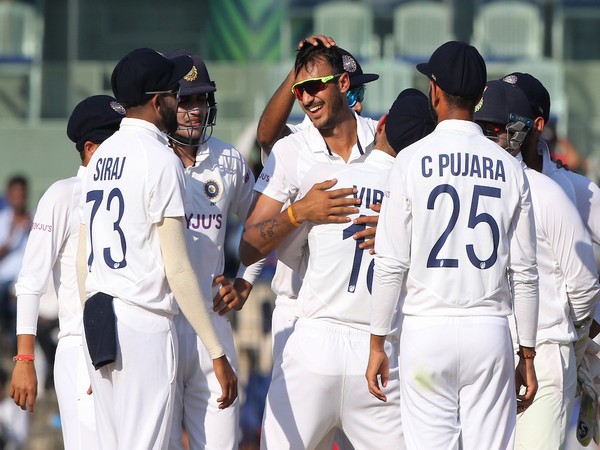 Indian players celebrating after taking a wicket. (Photo/ BCCI Twitter)