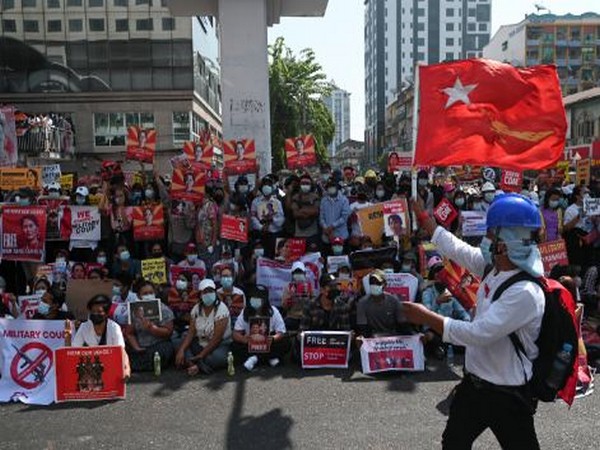 People protesting Against Military Coup