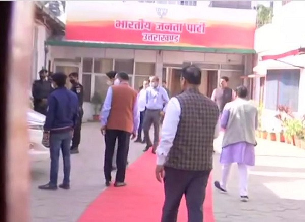 BJP leaders arrive at state unit office