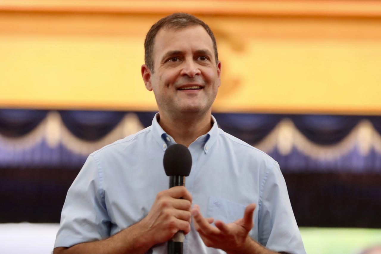 Rahul Gandhi interacting with students of St Teresa's College