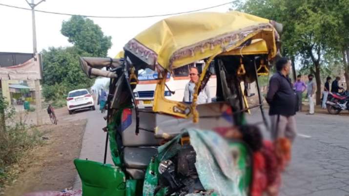 The Auto-rickshaw which collided with bus