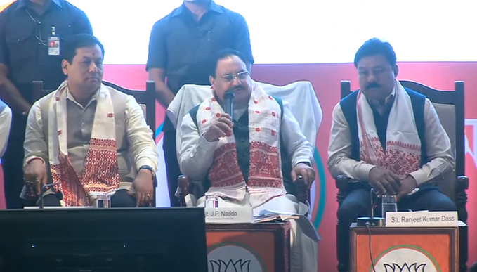 BJP President JP Nadda addressing during Manifesto release