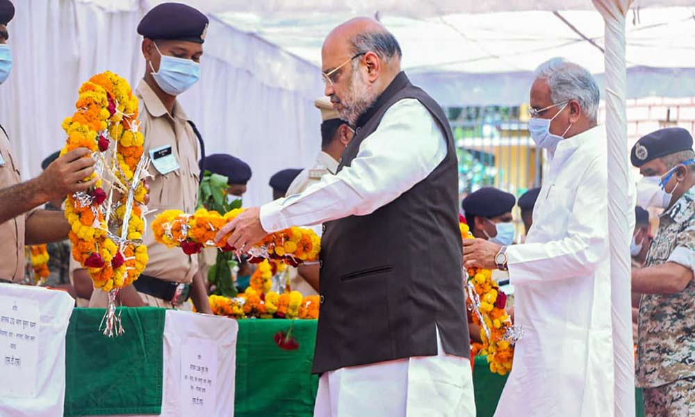 Union Home Minister Amit Shah paying tributes to martyrs of Sukma Encounter