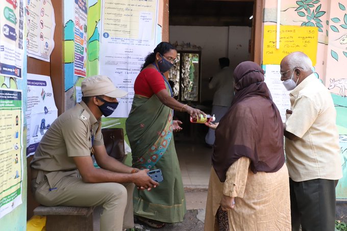 Polling booth in Thiruvananthapuram.