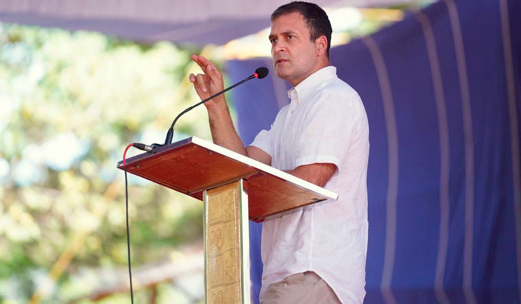 Rahul Gandhi speaking in a rally