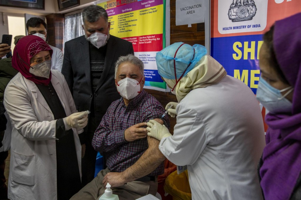 A person being vaccinated