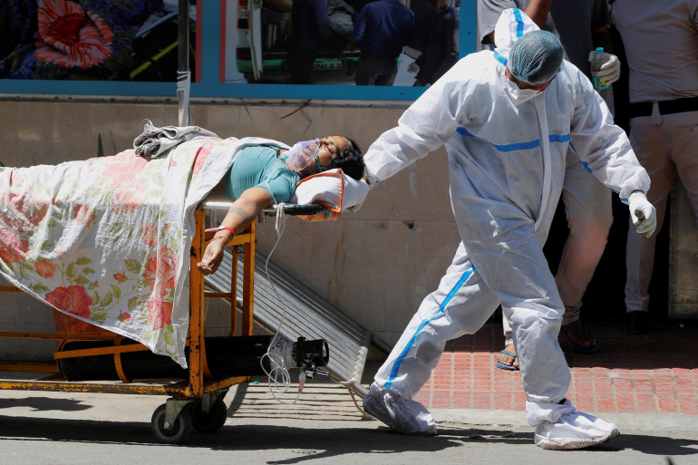 Patient being taken to hospital