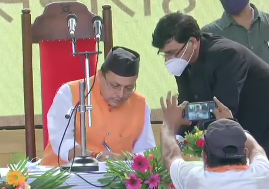 Pushkar Singh Dhami takes oath as CM of Uttarakhand