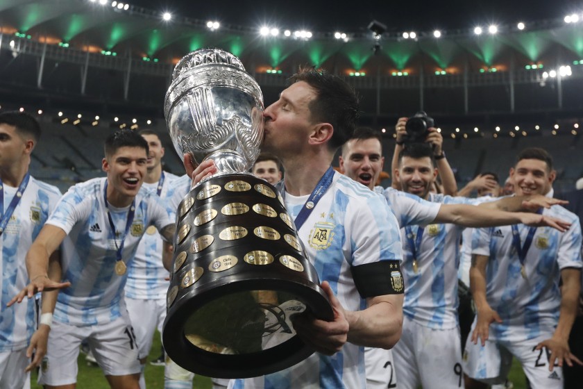 Messi's picture holding Copa America trophy