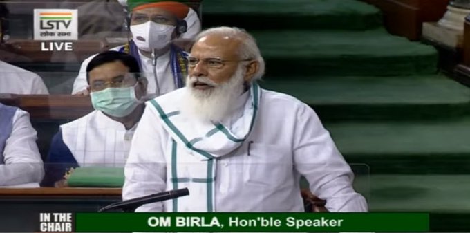 Prime Minister Narendra Modi in Lok Sabha