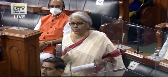 Finance Minister Nirmala Sitharaman  in Lok Sabha