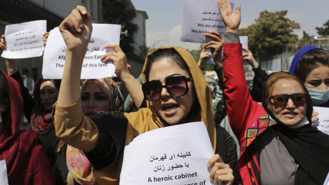 Afghan women protesting against Taliban (File Photo)