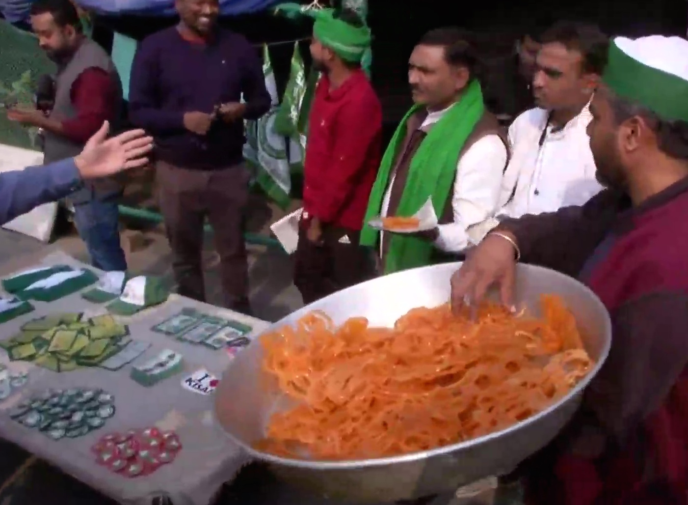 Farmers celebrate at Ghazipur border