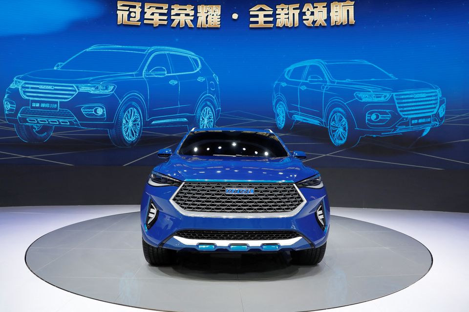 A Haval HB-03 Hybrid car from Great Wall Motors is displayed at Shanghai Auto Show