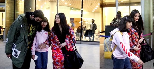 Aishwarya Rai Bachchan, Abhishek Bachchan with daughter Aaradhya Bachchan