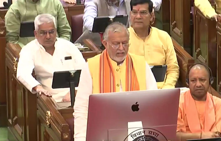 Uttar Pradesh Finance Minister Suresh Khanna presents State Budget