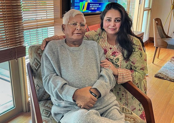 Lalu Yadav and his daughter Rohini Acharya (File)