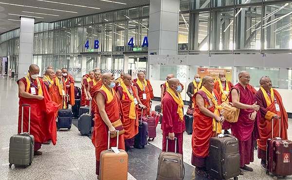 Monks from Bhutan on trip to India