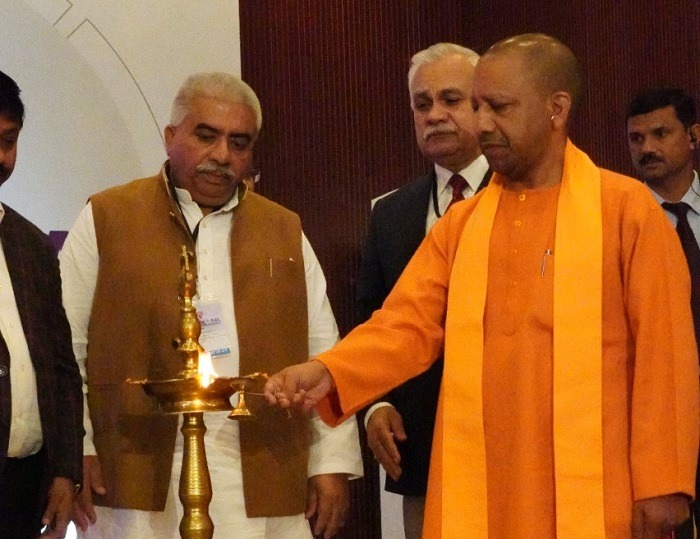 UP CM Yogi inaugurates the event by lighting lamp