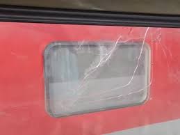 Vande Bharat Train window  broken after stone pelting