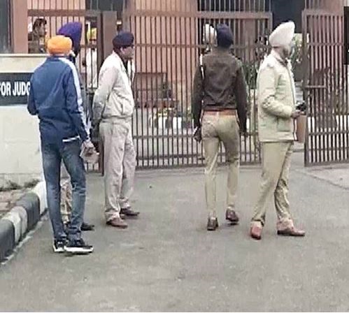 Security personnel outside the Chandigarh court complex