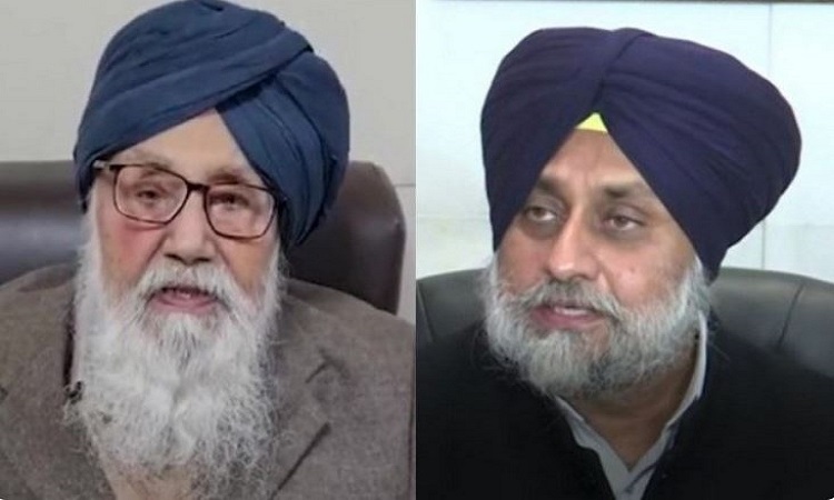 Parkash Singh Badal (L), Sukhbir Badal