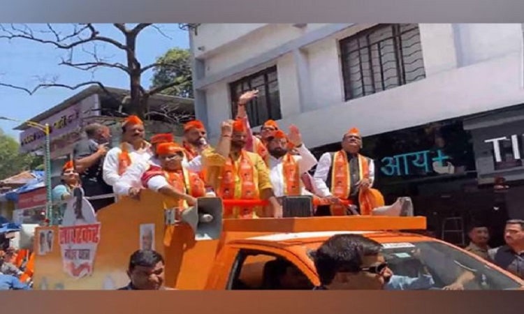 Maharashtra Chief Minister Eknath Shinde leads  rally