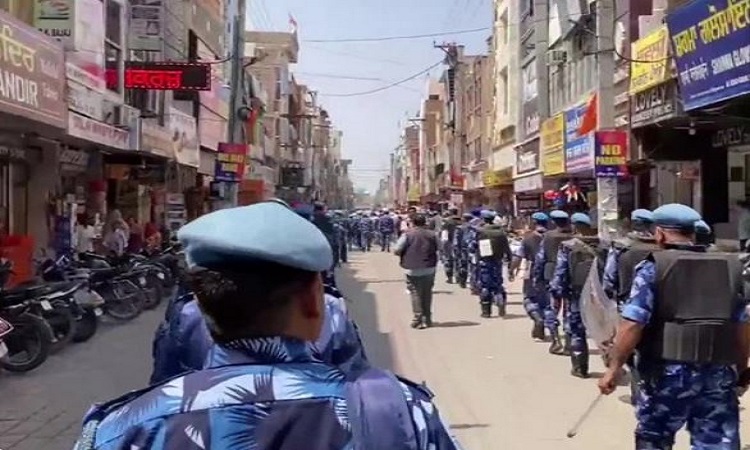 A visual of the security bandobast in Bhatinda