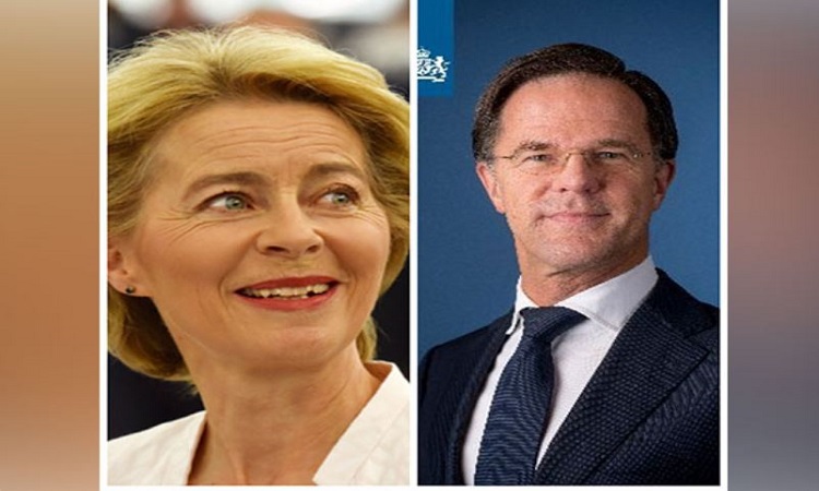 European Commission's President Ursula von der Leyen (Left) and Netherlands PM Mark Rutte (Right)