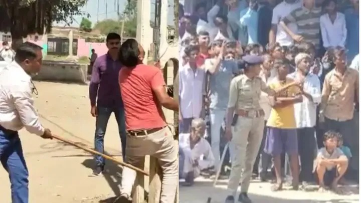 पुलिस ने सरेआम पिटाई