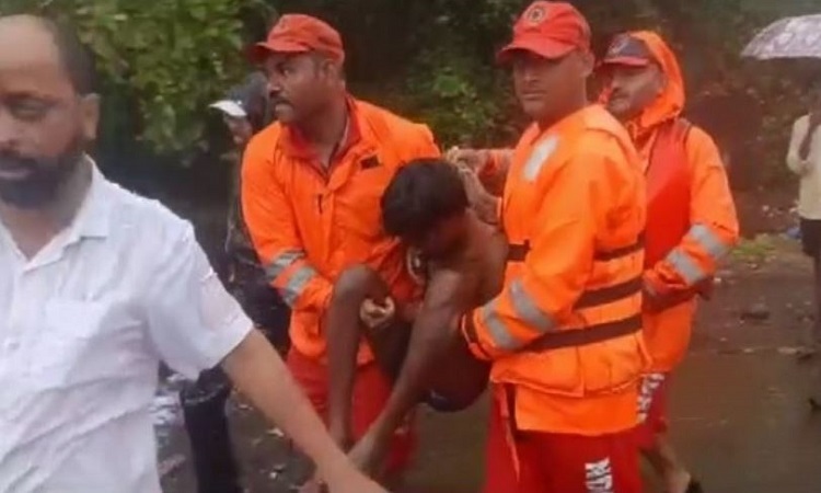 NDRF rescues person stuck under bridge in Ratnagiri