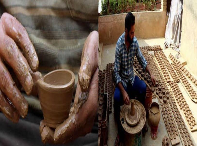 Umar making oil lamps for Independence Day