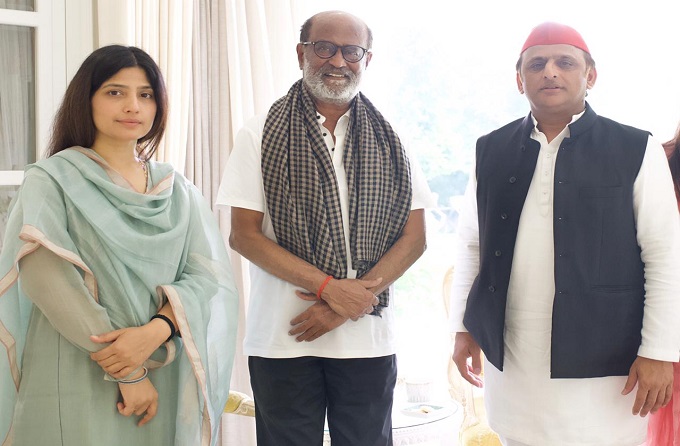 Dimple Yadav, Rajinikanth and Akhilesh Yadav