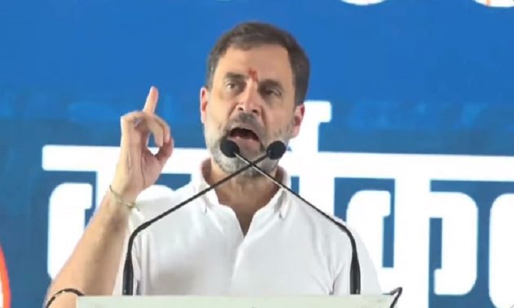 Rahul Gandhi addresses a public rally in Jaipur