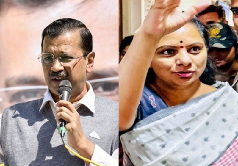 Delhi CM Arvind Kejriwal and BRS leader K Kavitha