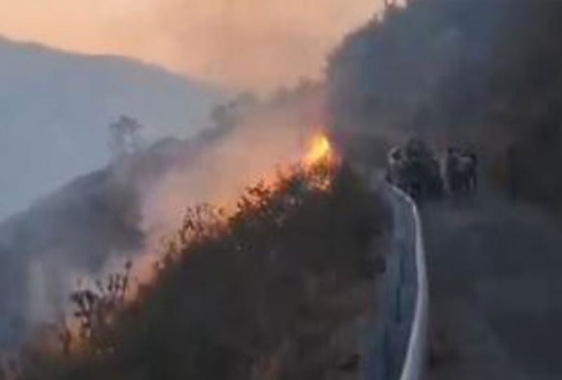 Forest fire in Pauri Garhwal region