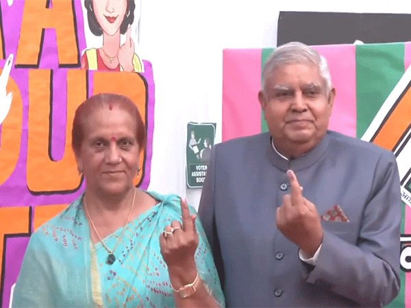 Vice-President Jagdeep Dhankhar and Sudesh Dhankhar cast their votes